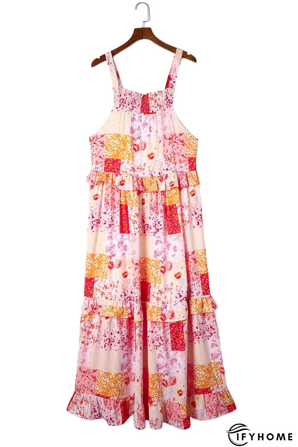 Multicolor Boho Geometric Floral Print Sleeveless Maxi Dress | IFYHOME