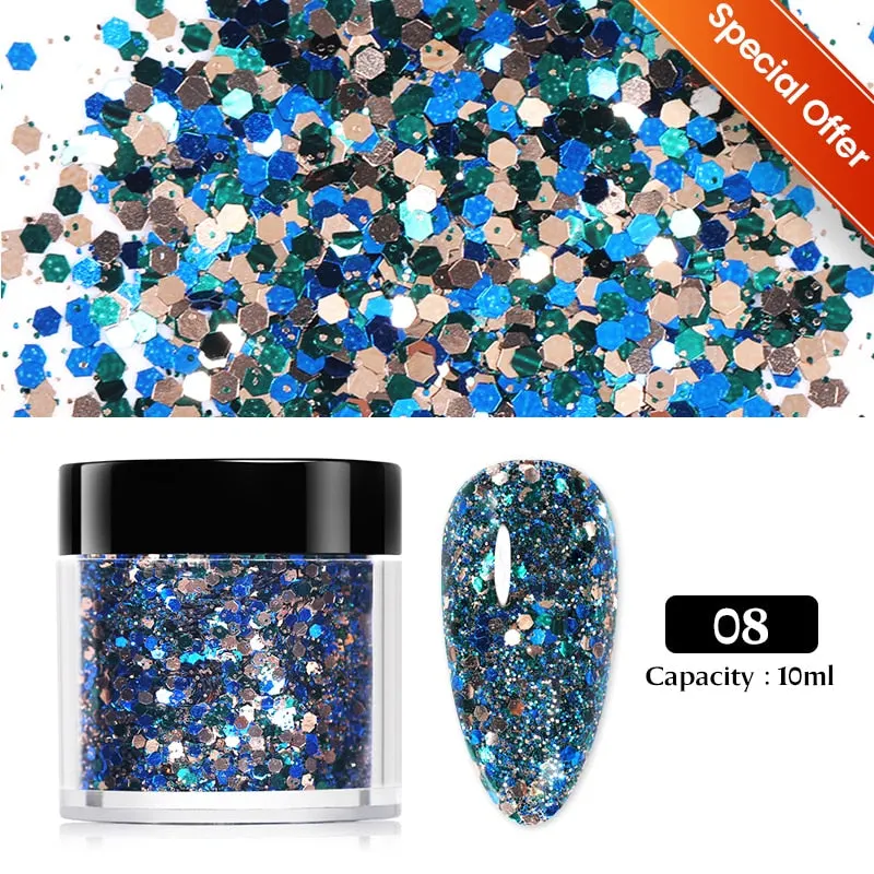 Iridescent 3D Ultrathin Sequins Nail Glitter Flakes Slices Purple White Sparkly DIY Tips Dazzling Paillette Nail Art Decorations