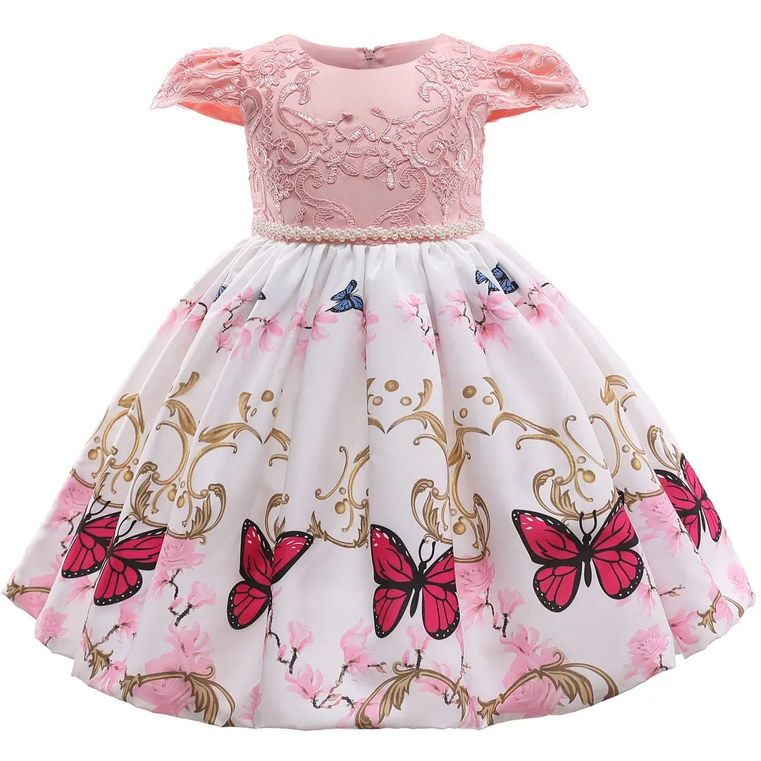 Flower Girls Dresses for Wedding  Birthday Kids Clothes Dress Girl  Elegant Princess Butterflies Children Formal Pageant Gown