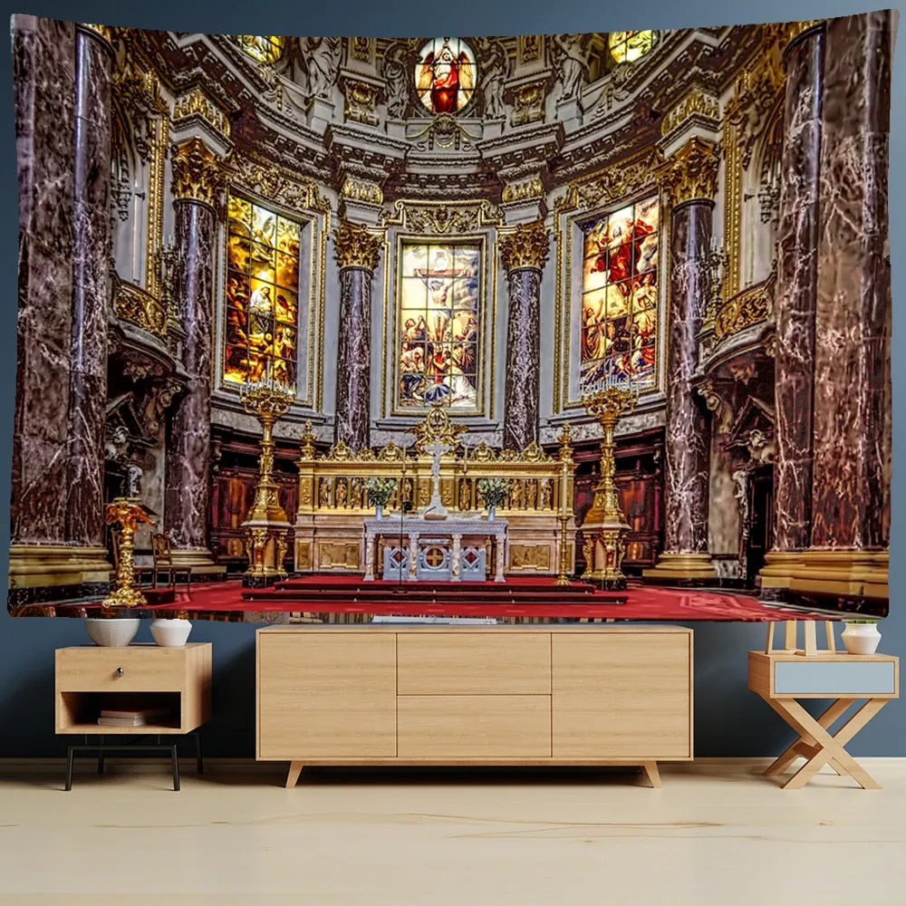 Vienna Christian Church Tapestry Home Boho Decor Witchcraft Wall Art Mural Drop Wall Cloth Christ Lord Angel Wall Tapestry