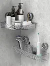 Glacier Pattern Transparent Shower Storage Rack Punch-Free Suction Cup Shelf