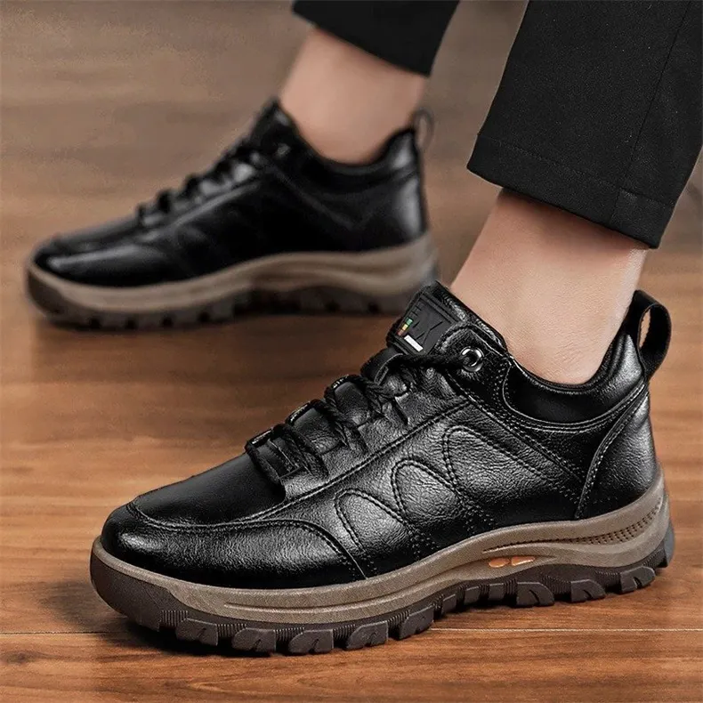 Men's Casual Hand Stitching Leather Arch Support Shoes