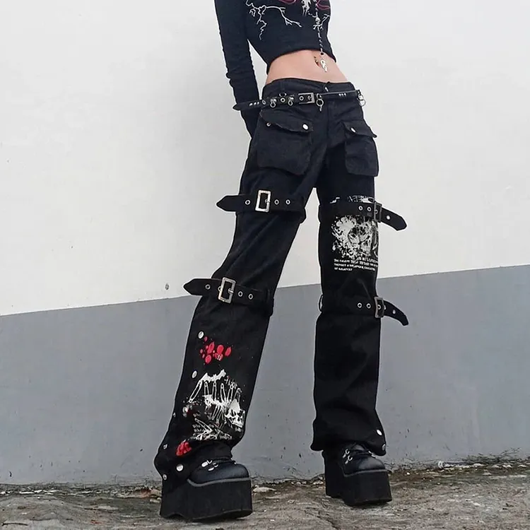 Bandage Gothic Denim Punk Pant