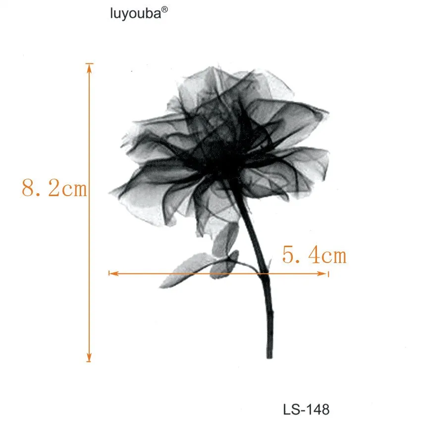 Black Rose Waterproof Temporary Tattoo Sticker Beauty Flower Fake Tattoo Temporary Tatoo Men Tatuajes Faux Tatouage Face Jewels