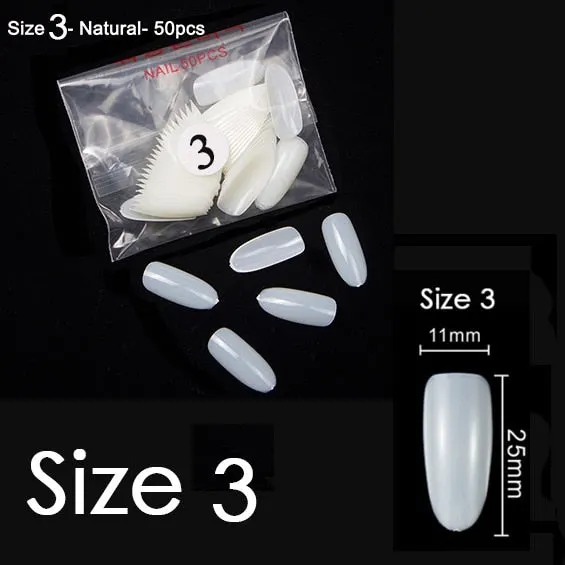 50Pcs/bag Natural Clear Nails Same Size Of Oval Shape False Nail Tips Purchase Specific Sizes Fake Nails For Paintting Prastic-Nail Inspo