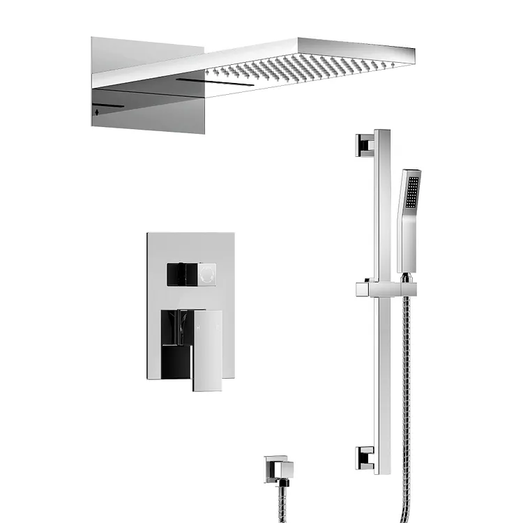 EVERSTEIN Slide Bar Rainfall Shower System in Chrome SFS-1010-CH22
