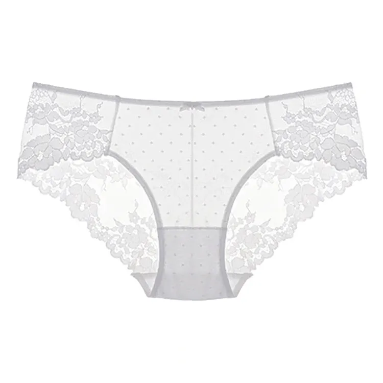 Sexy Lace Underwear Women Dot Mesh Cute Panties Floral Lace Briefs Female See Through Underpants Transparent Panty Sex Lingerie