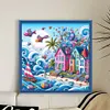 >SALE<Full Embroidery Eco-cotton Thread 11CT Printed Seaside World Cross Stitch50x50cm