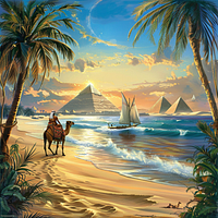 Pyramid Coast Journey - Diamond Painting