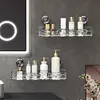 Glacier Pattern Transparent Shower Storage Rack Punch-Free Suction Cup Shelf