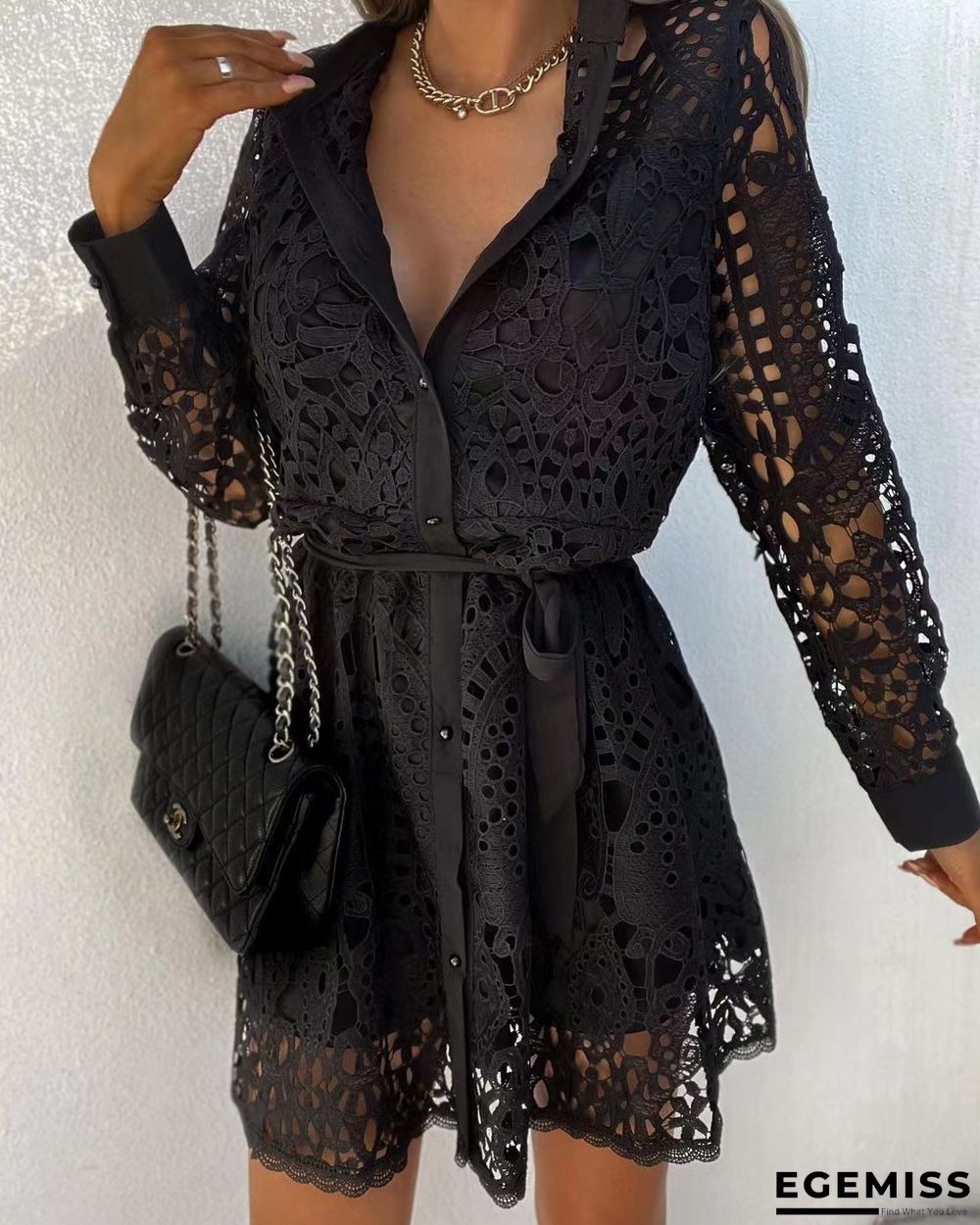 Fashion Lace Mini Lace Dress Girl White Dresses | EGEMISS