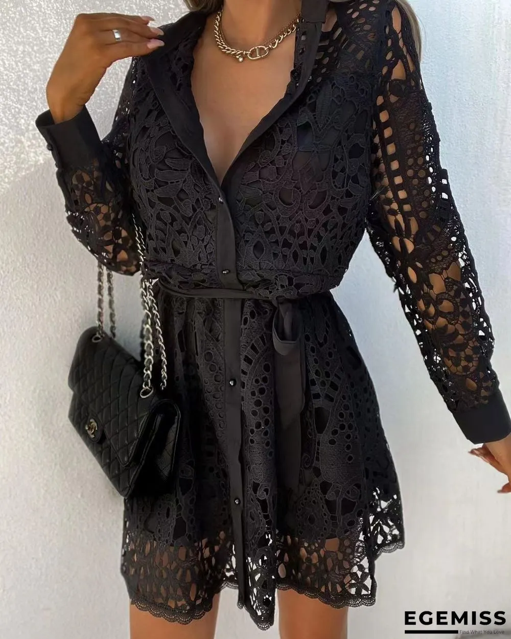 Fashion Lace Mini Lace Dress Girl White Dresses | EGEMISS
