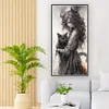 Black Cat Girl-11CT Stamped/14CT Counted Cross Stitch 50*100cm/19.69*39.37in(Big Size)