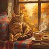 Diamond Painting -DIY Round Drill Coffee and Cat(40x40cm)