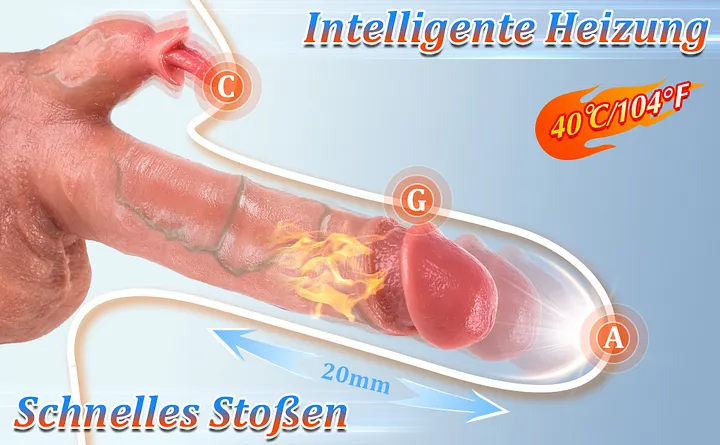 4 in 1 Realistischer thrusting & Vibration auto-heizbarer Dildo mit Saugnapf