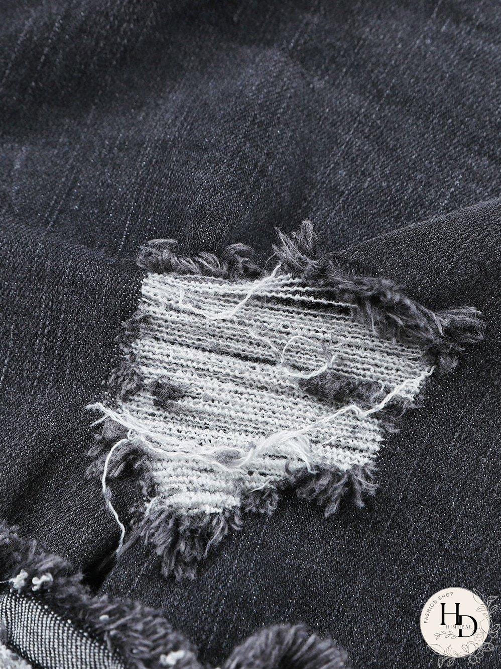 Vintage Chic Distressed Black Denim Shorts with Roll Hem