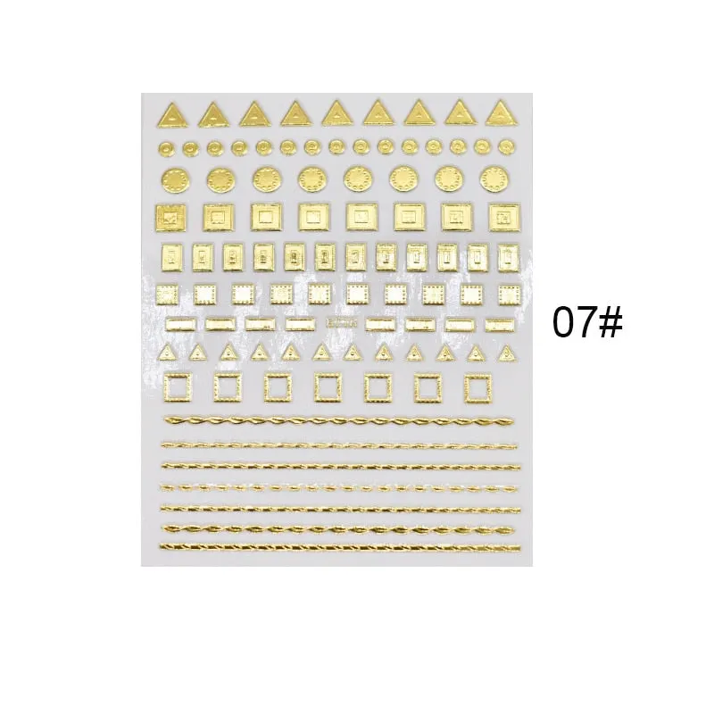 1 Sheet Christmas 5D Nail Stickers Gold And Sliver Snowflakes Transfer Nail Decals Slider Decoration For Manicuries