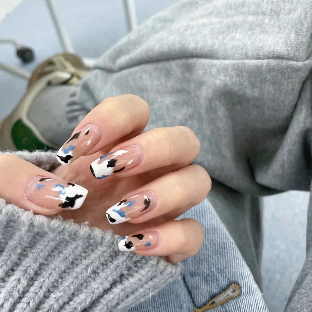 24pcs Butterfly Nail Patch Glue Type Removable Long Paragraph Fashion Manicure Wearable False Nails Patch With Glue Fake Nails-Nail Inspo