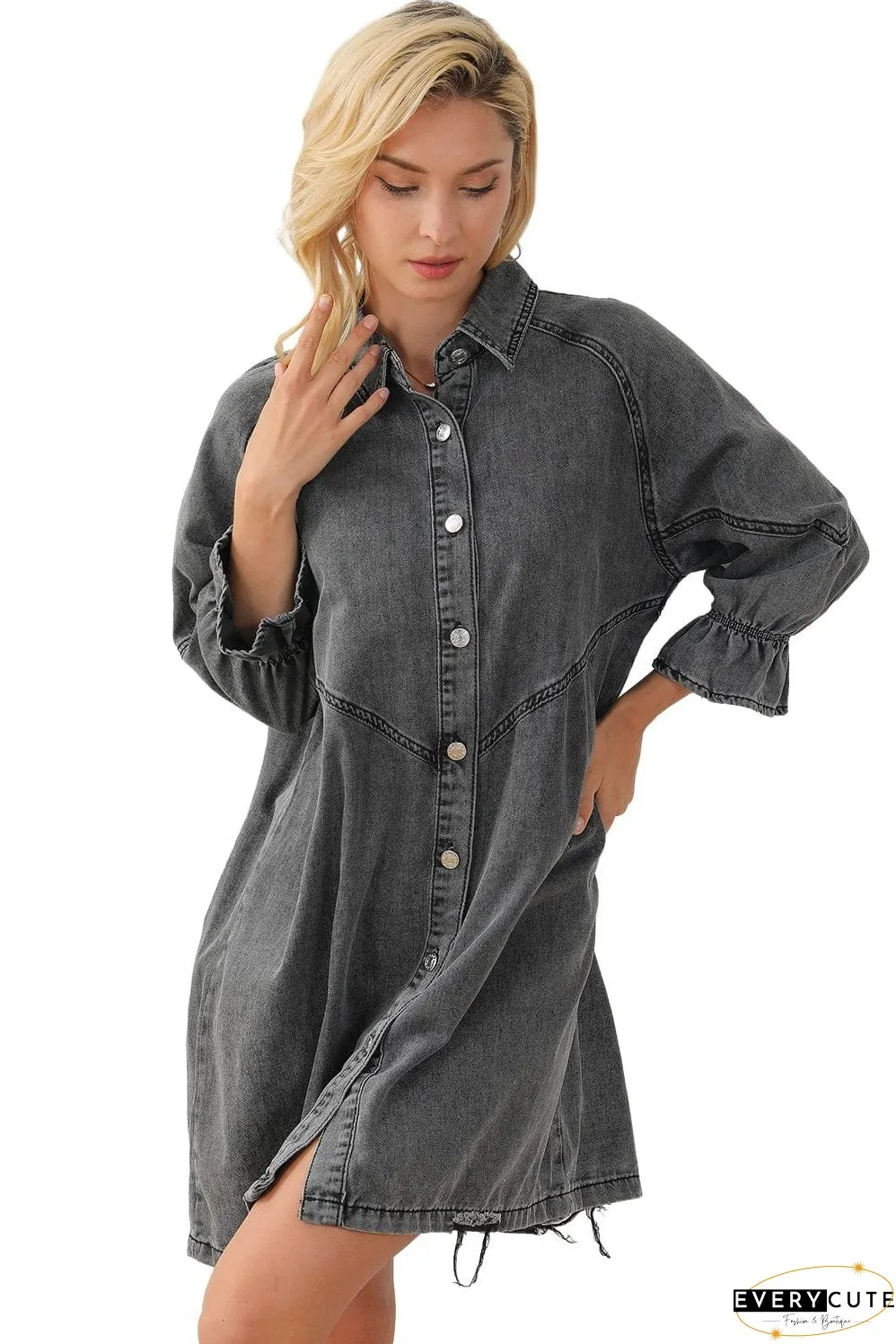 Drop Shoulder Denim Dress