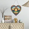 (US Local)(Upgrade Size)DIY Double Sided Effect Diamond Painting Hanging Pendant Kit (Heart Sunrise)