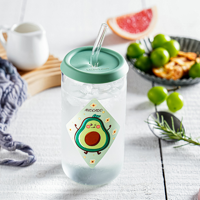 High Borosilicate Coke Glass Silicone Lid with Straw Drink Cup Popular Same Style Large Capacity Ins Coffee Cup