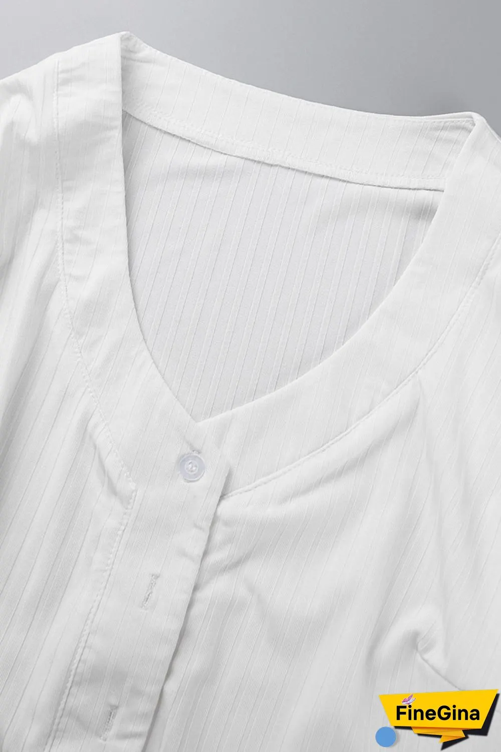 White Casual Solid Patchwork Buckle Plus Size Two Pieces