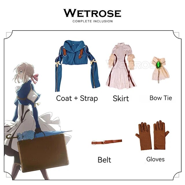 [Wetrose] Violet Evergarden SSR Cosplay Costume Vi Leidenschaftlich's Maid Soldier Maiden Dress Outfit Anime Halloween Set Wig Cos
