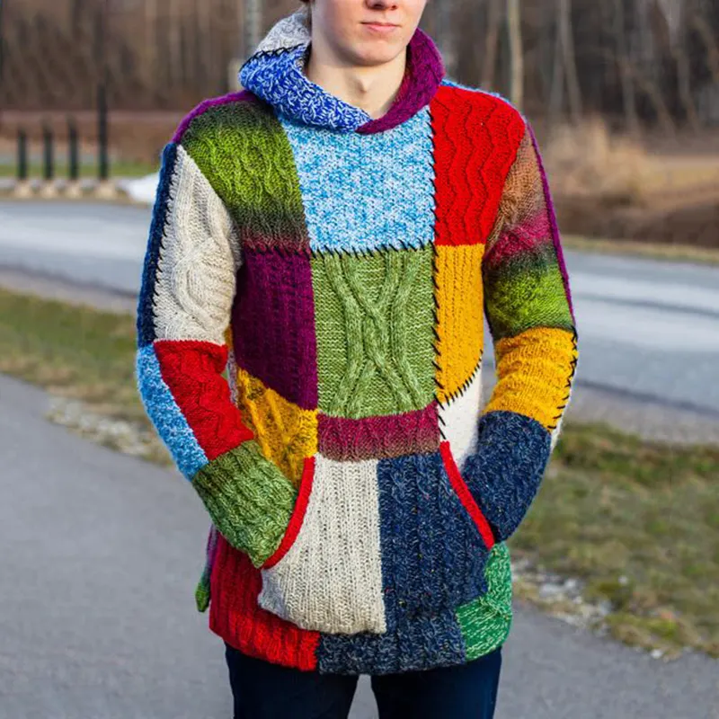 Vintage Patchwork Sweater Hoodie