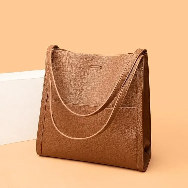 ⏰Solid color genuine leather shoulder bag