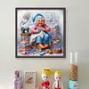 Happy Old Lady - 11CT Stamped Cross Stitch - 45*45cm