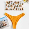 ZAFUL 2019 Sexy Bikinis Bandeau Sunflower Shirred Women Bikini Set Swimwear Beachwear Swimming Bathing Suits Swimsuit