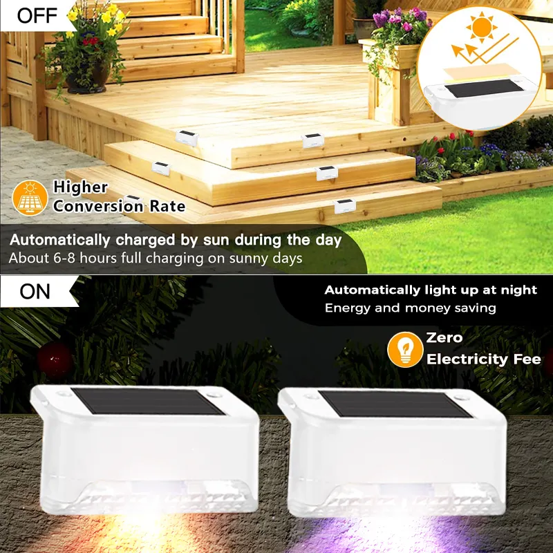 SAKER&reg; Solar Deck Lights Outdoor 4 Pack