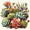 Succulent - 14CT Stamped Cross Stitch - 40*40cm - Flower