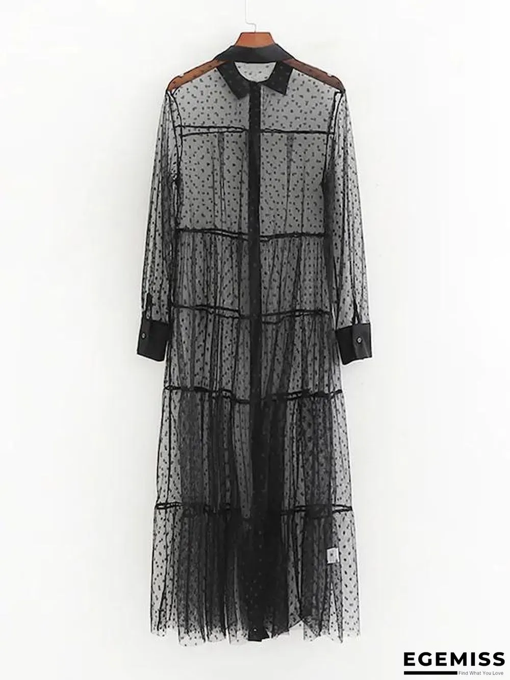 Dobby Mesh Sheer Shirt Dress | EGEMISS