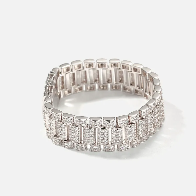 Iced Out Wide Bracelets 18MM Hip Hop Bling Bling