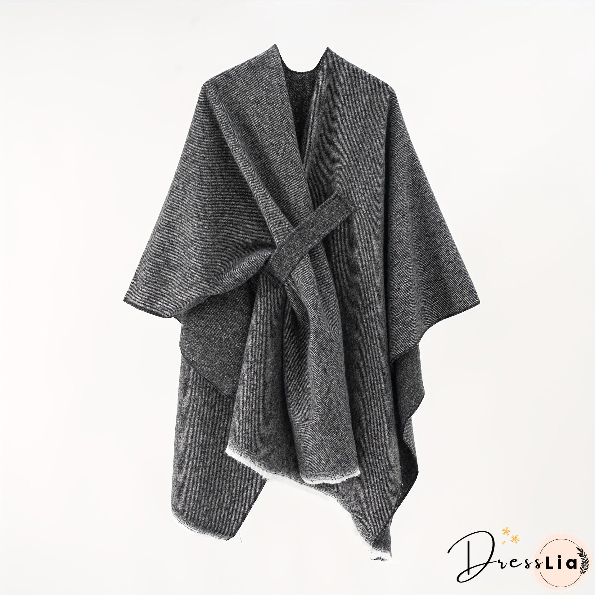 Solid Color Comfortable Shawl With Sleeves, Multifunctional Outdoor Windproof And Coldproof Cloak