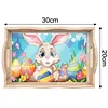 DIY Diamond Painting Wooden Tray Food Tray with Handle Living Room Decoration Easter Bunny Wooden Tray Kit
