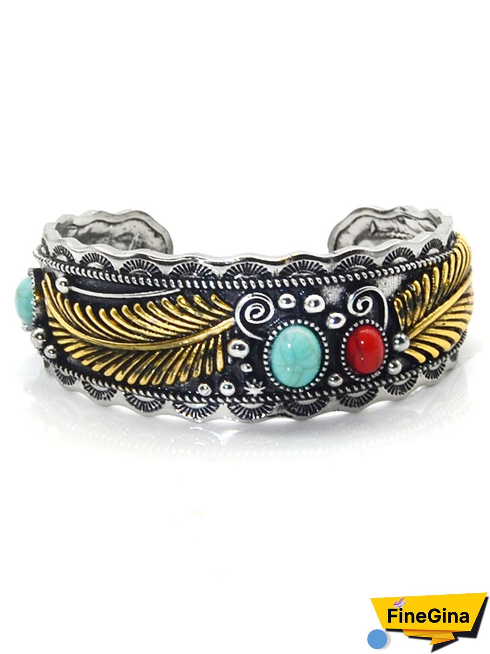 Ethnic Vintage Navajo Style Oval Turquoise Bracelet