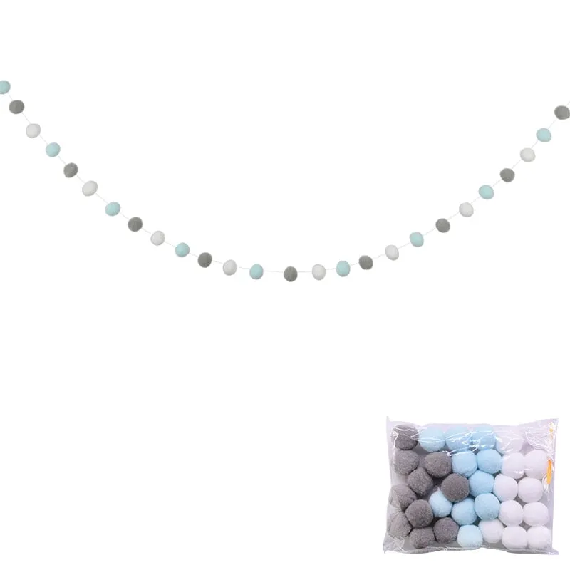 2.5Meter Colorful Pompom Pendant Garland Ins Nordic Series Wool Felt Ball String DIY Handmade Nursery Children Room Decor