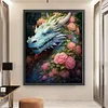 >SALE<Full Embroidery Eco-cotton Thread 11CT Print Flower Dragon Cross Stitch 50x60cm