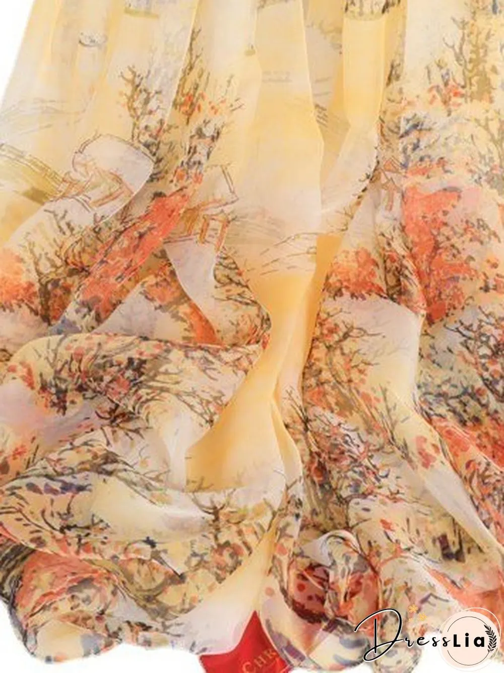 Boho Floral Ombre Long Scarf Shawl