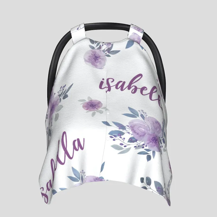Personalized Baby Purple Flower Car Seat Canopy for Comfort & Unique| C47