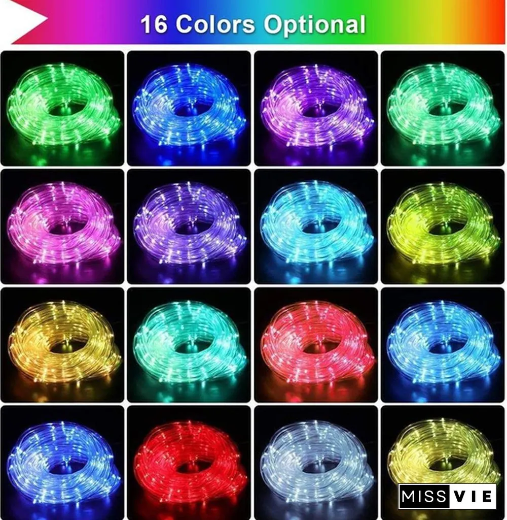 66ft Rope Lights 16 Colors Outdoor String USB Waterproof Fairy Light Remote Control Garden Wedding Christmas Decorations
