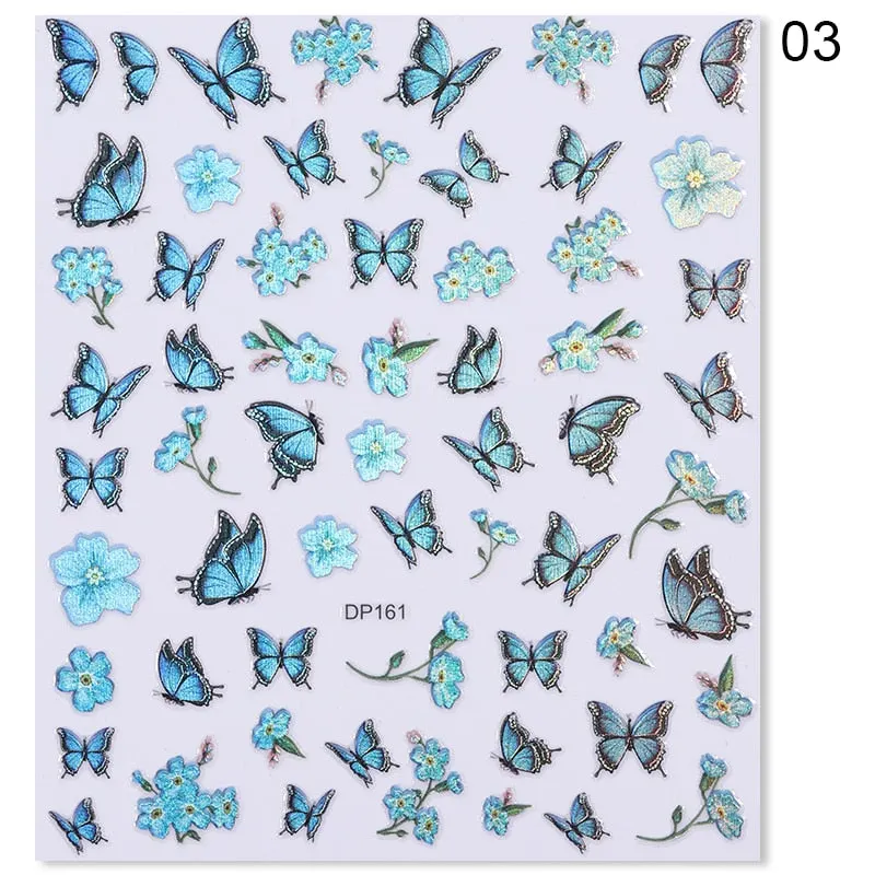 1 Sheet iridescent Butterfly 3D Nail Sticker Colorful Butterfly Nail Art Transfer Sticker Slider DIY Nail Art Decoration