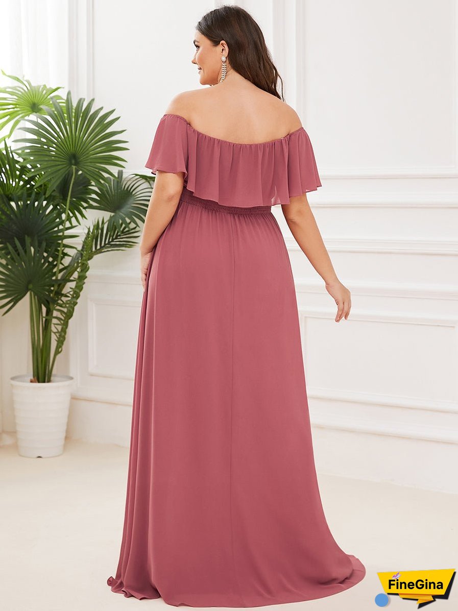 Women's Plus Size Ruffle Thigh Split Wholesale Bridesmaid Dresses