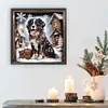 Chiot En Hiver Neige Sp&eacute;ciale Forme Diamant Peinture-30 * 30CM
