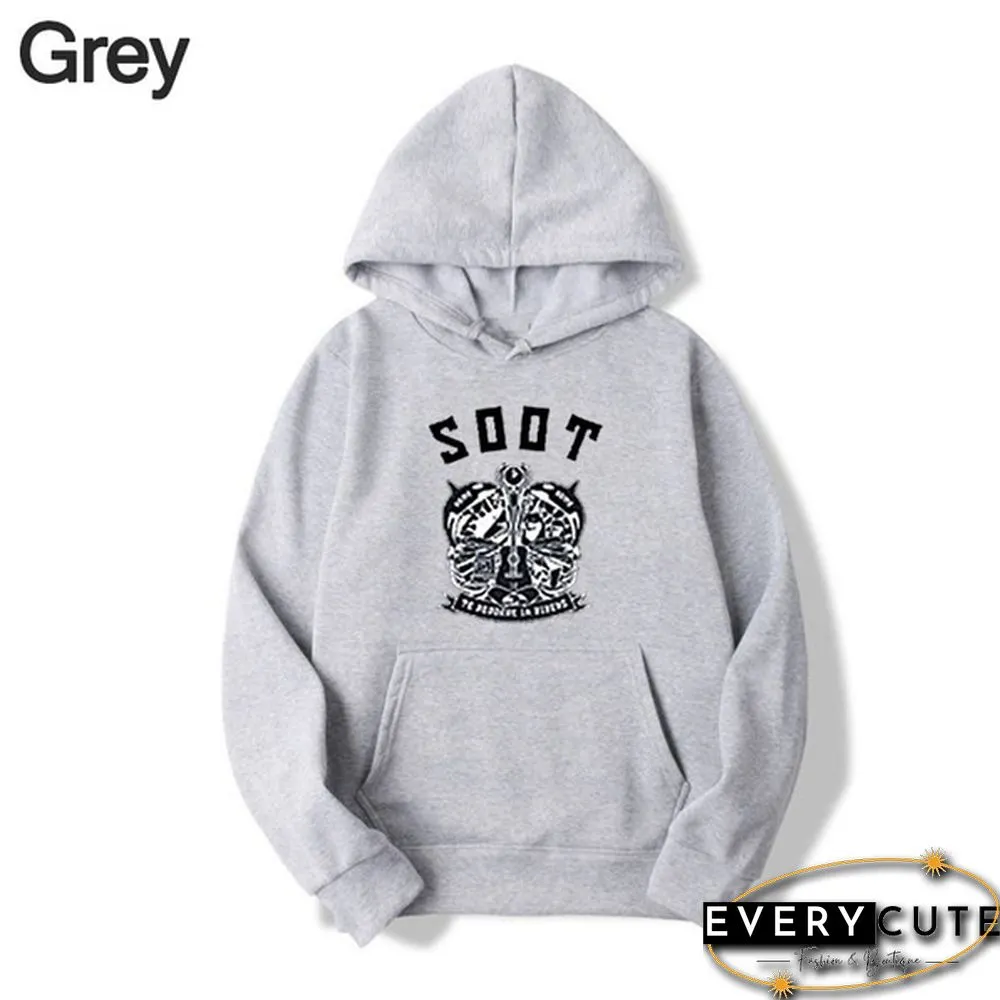 Wilbur Soot Unisex Printed Casual Hooded Street Style College Student Round Neck Long Sleeve Sweater