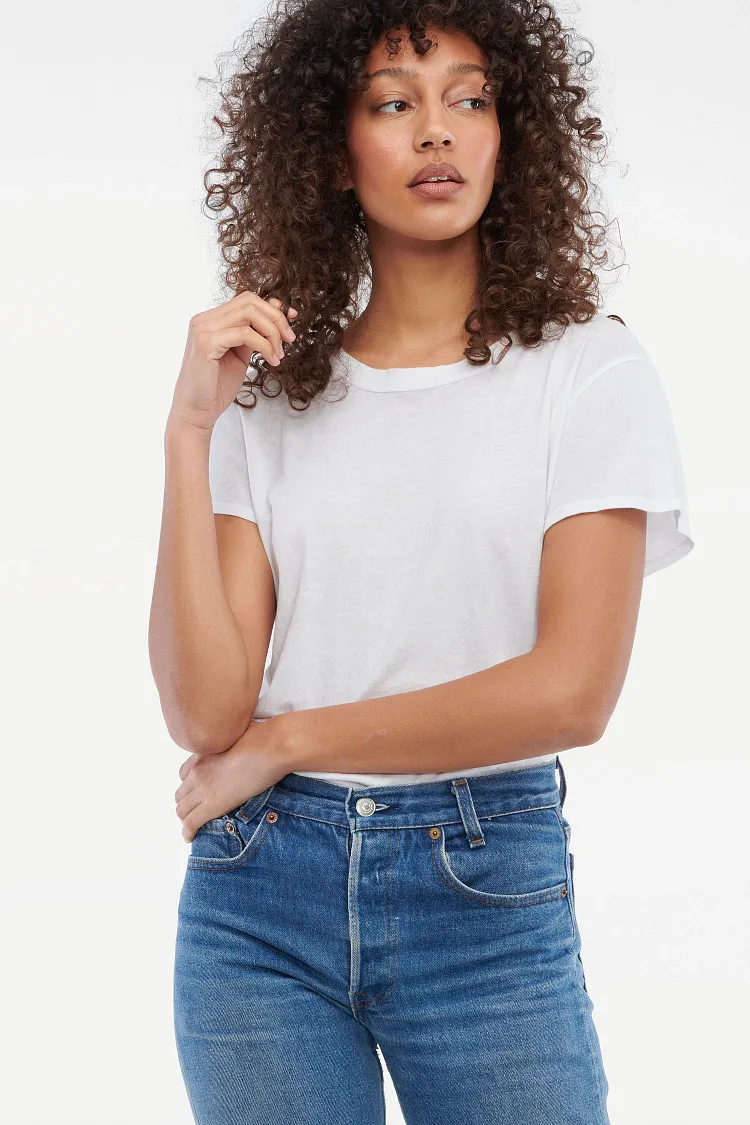 【LA CA USA/ラカウサ】C/N Luxe Frank Tee Frank Tee in White | Short Sleeve Cotton Uniform Tee