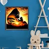 Silhouette de gorille au cr&eacute;puscule-drille ronde peinture diamant-40*40cm