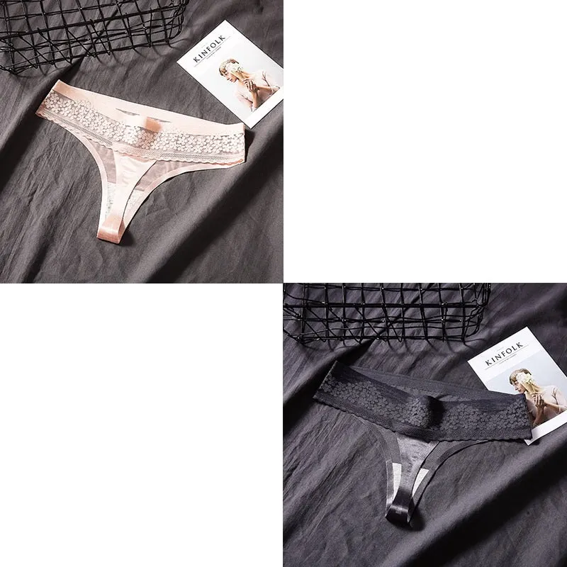 2 Pcs Sexy Seamless Underwear For Woman Female Lace Thong Women Sexy Lingerie Panties Woman G-string Women's Thong New BANNIROU